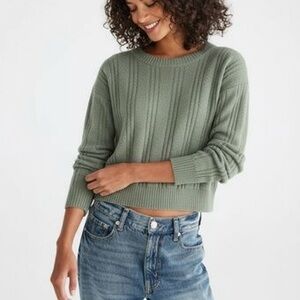 Aeropostale Cropped Ribbed Sweater – Sage (S/M)